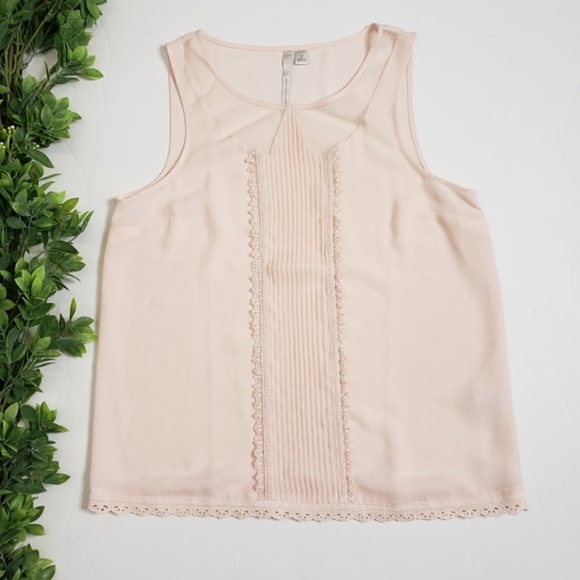LC Lauren Conrad Tops - LC LAUREN CONRAD Sheer Blush Pleated Tank Top
